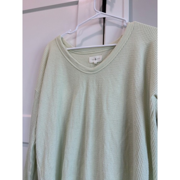 Lou & Grey Waffle Knit V-Neck Long Sleeve Top Tee Relaxed Fit - Picture 4 of 6